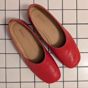 ALOHAS Edie Red Leather Ballet Flats